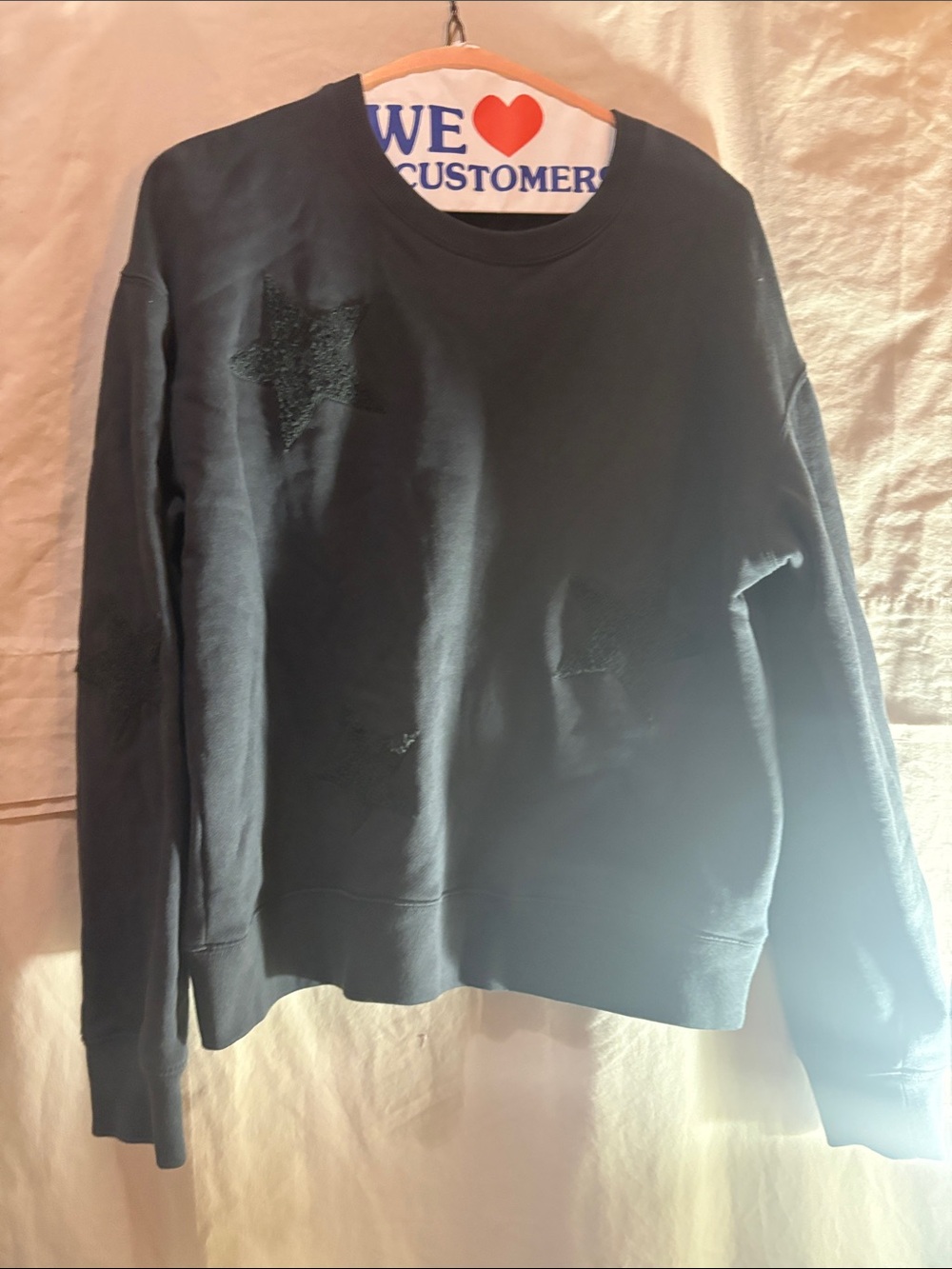 Rails Black Crewneck Sweater with Star Detail. Size M